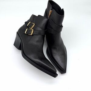 Elegant Black Rayner Leather Heeled Bootie
